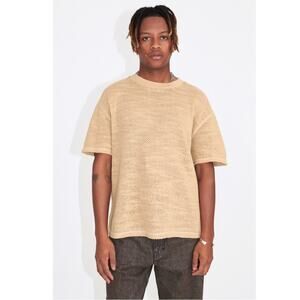 nwot OUR LEGACY T-Shirt Top Men 50/L ”Box”Oversized Beige Loose-Knit Cotton